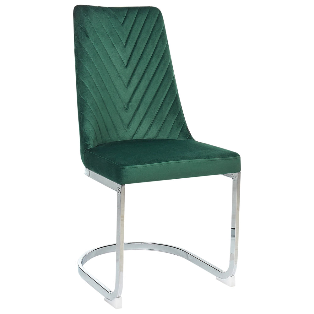 Set di 2 sedie da pranzo in velluto verde senza braccioli con schienale alto sedia a sbalzo da soggiorno