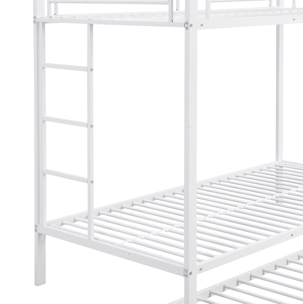 Letto a castello 90x200 cm in metallo con letto estraibile; bianco