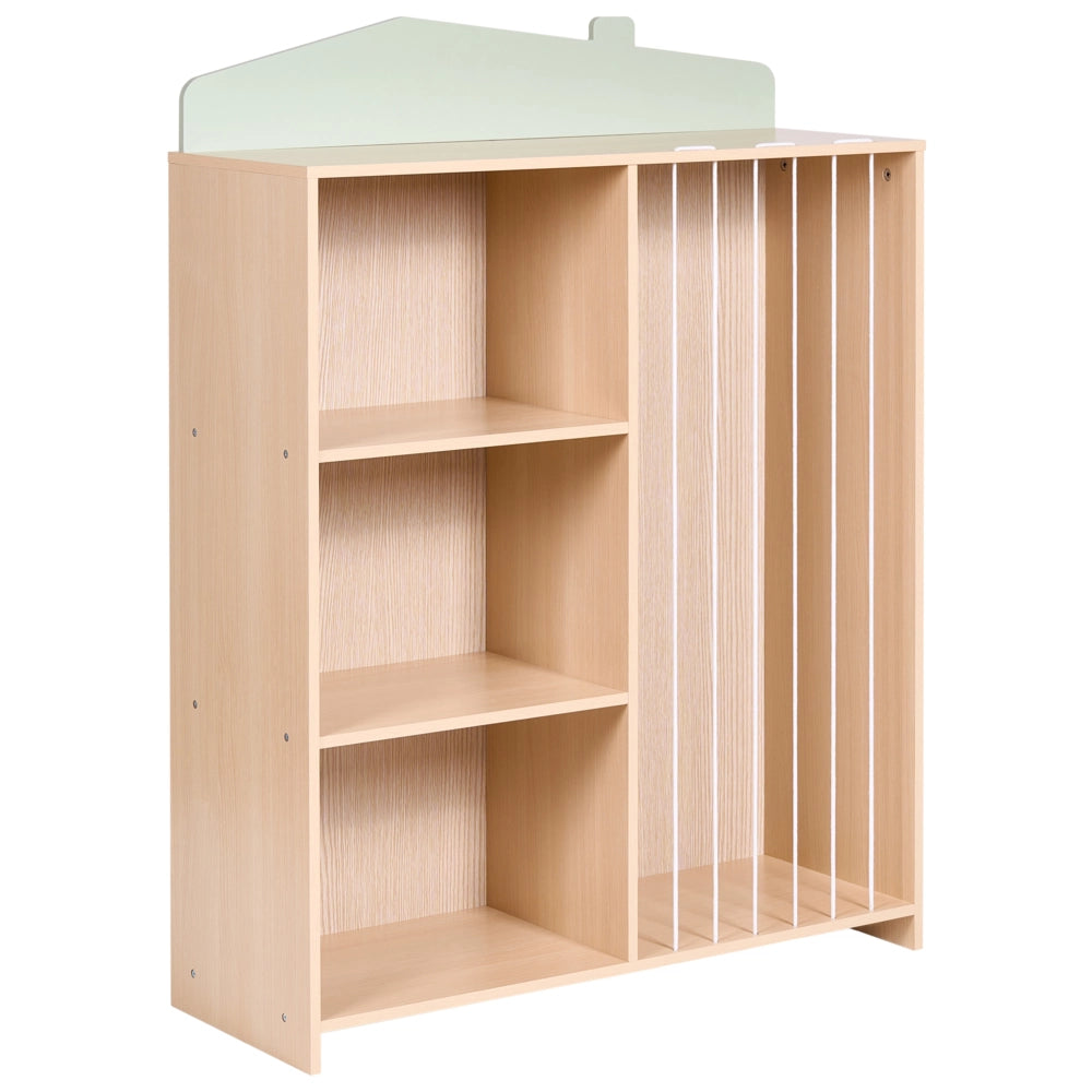 Libreria a 3 ripiani con spazio contenitivo in legno di pino marrone chiaro e ripiani in MDF