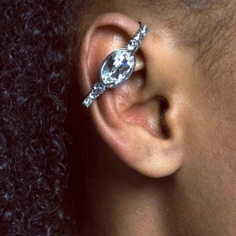 Orecchini a clip personalizzati in stile europeo e americano con cristalli scintillanti, adatti anche a orecchie non forate.