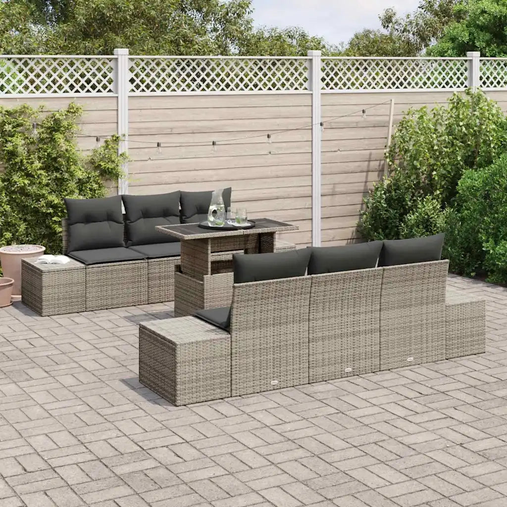 Set Divano da Giardino con cuscino 7 pcs Grigio