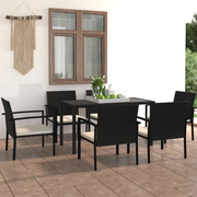 Set da Pranzo da Giardino 7 pz in Polyrattan Nero