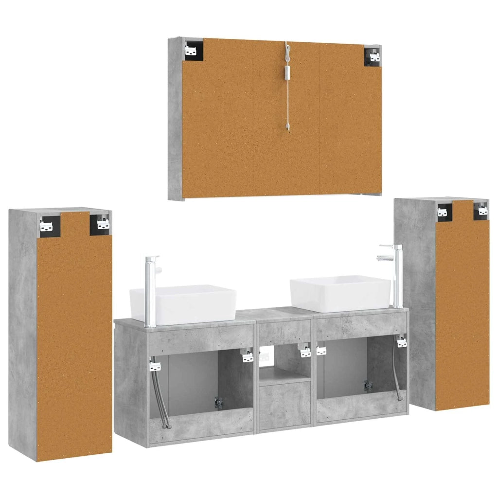Set di mobili per il bagno 6 pcs Grigio Cemento 3407170