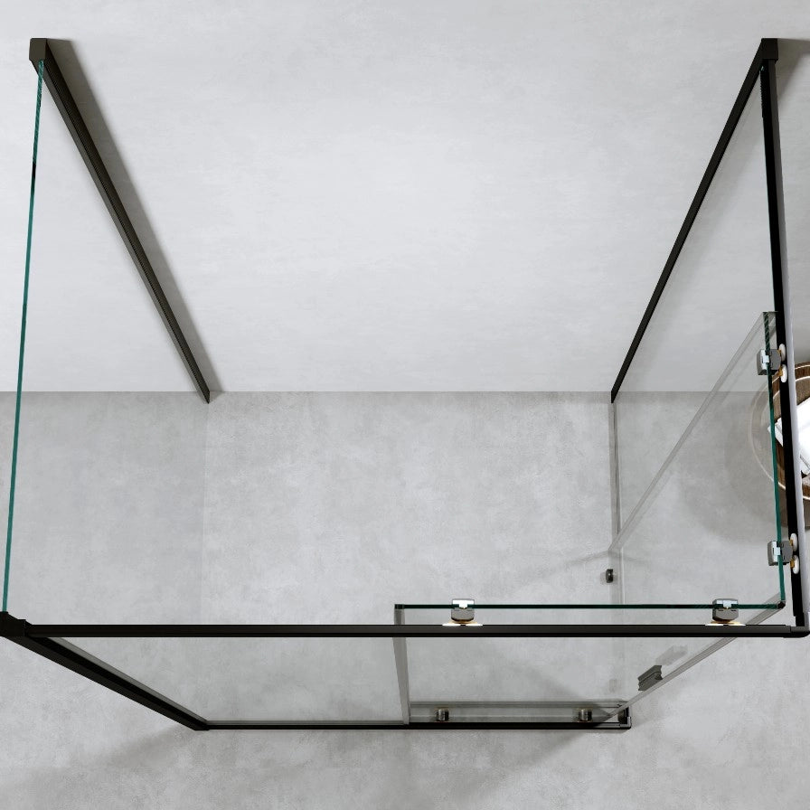 Box Doccia 3 Lati 80x100x80 Cm h190 Scorrevole Profili Nero Opaco Vetro 6 mm Trasparente| Neat