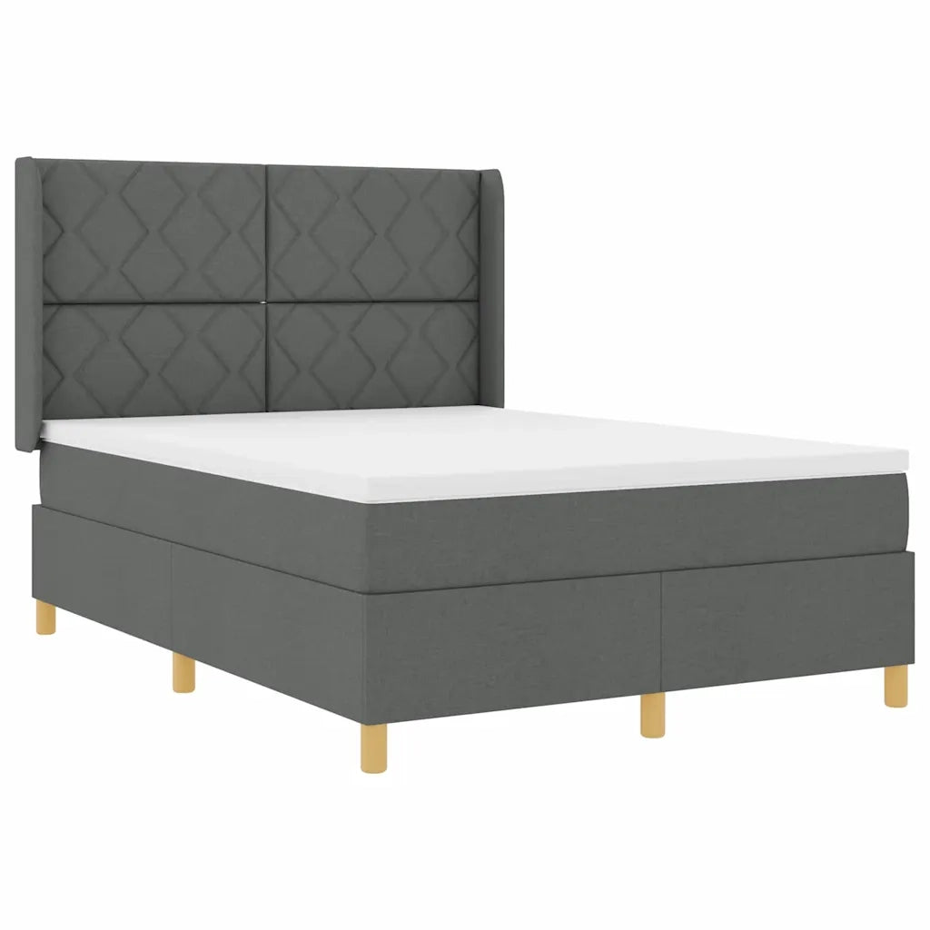 Letto a molle con materasso Grigio 140 x 200 cm Tessuto 3343757