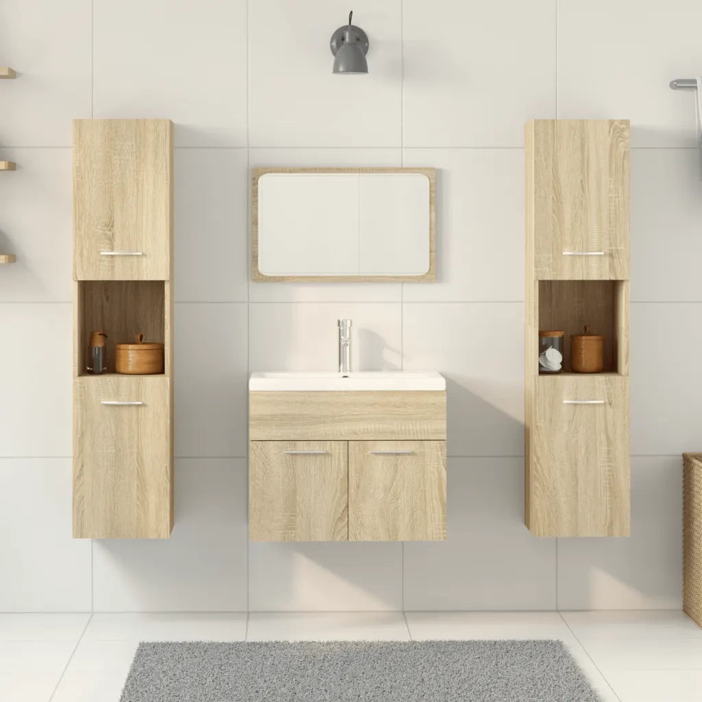 vidaXL Set Mobili da Bagno 5 pz Rovere Sonoma in Legno Multistrato