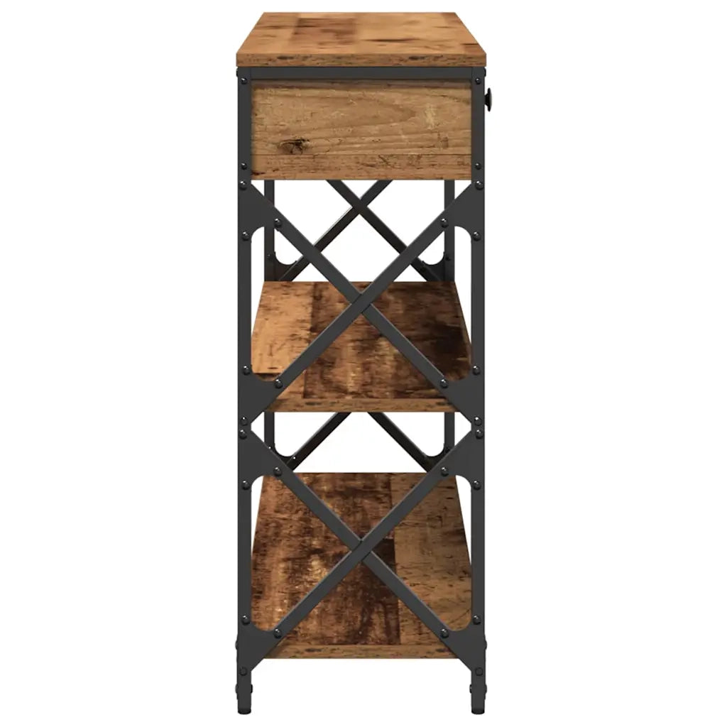 Tavolo Consolle con cassetto Legno vecchio 100 x 28 x 75 cm