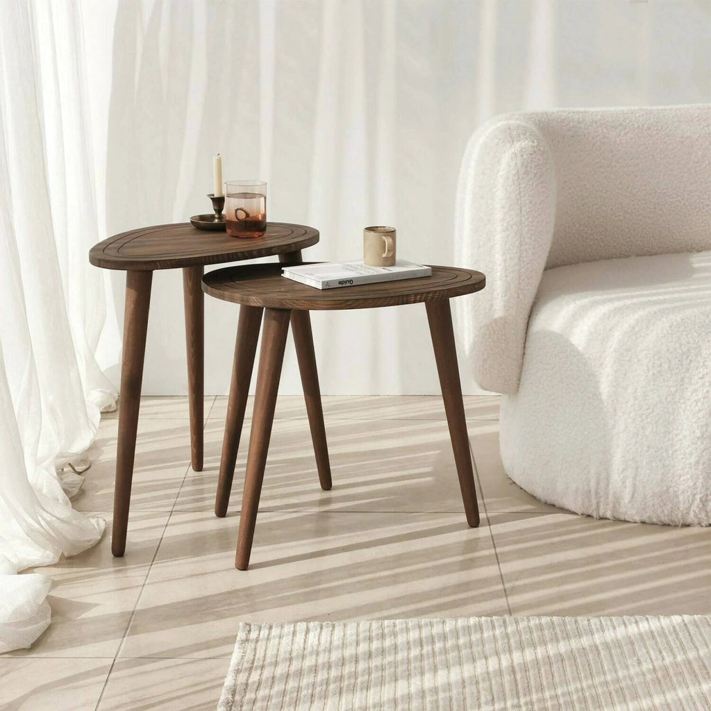Tavolino da salotto Janequeo, Tavolo basso da caffè, Portariviste per divano, Ripiano da soggiorno, 50x33h52 cm, Noce