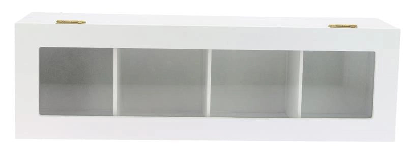 SCATOLA PER TÈ RETTANGOLARE, BIANCO, 4 SCOMPARTI 33X10X9 CM
