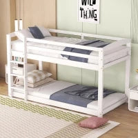 Letto a castello per bambini 6+ anni, 90x200 cm, struttura in legno, senza materasso, Bianco