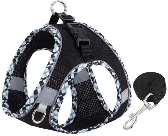 Abbigliamento per gatti - Abbigliamento per cani Anti-fuga cintura - Corda anti-fuga per cani - Abbigliamento per gatti adattabile - Vestito per gatti con tessuto elastico riflettente - Set di cintura e corda per la sicurezza - Abbigliamento per gatti - S