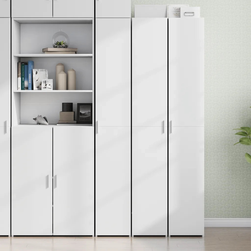 Credenza-Buffet-Armadio da cucina Bianca 30x42,5x185 cm in Legno Multistrato 579256