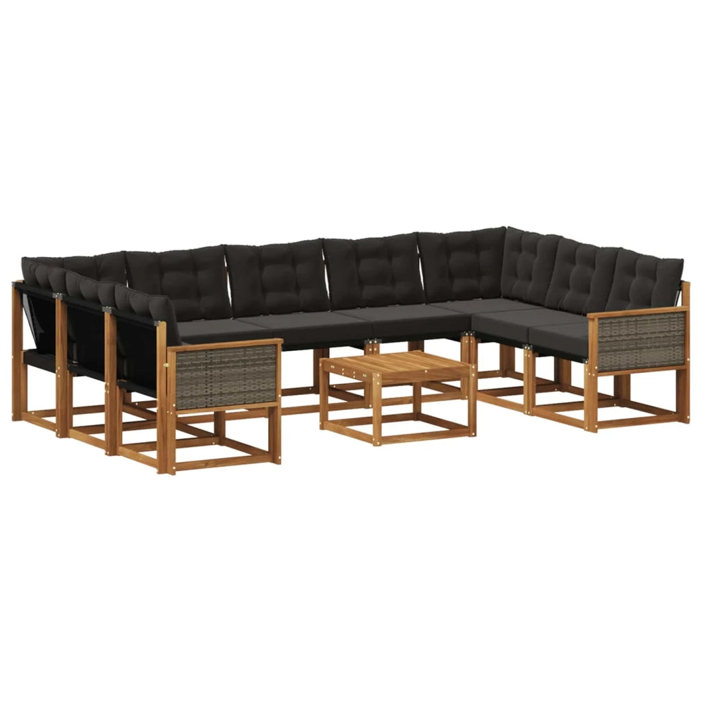 Set di divani da esterno 10 pz Naturale e Nero 3382220