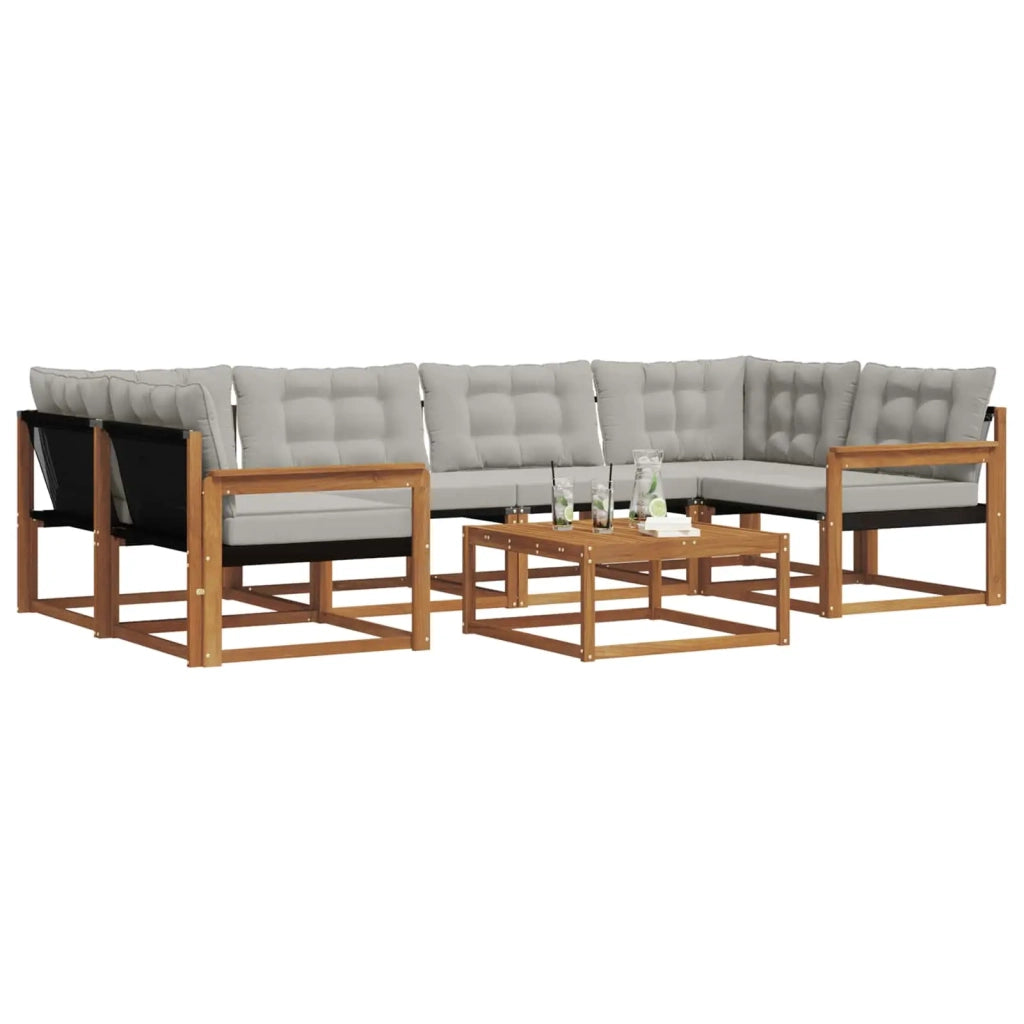 Set di divani da esterno 7 pcs Grigio Naturale e Chiaro