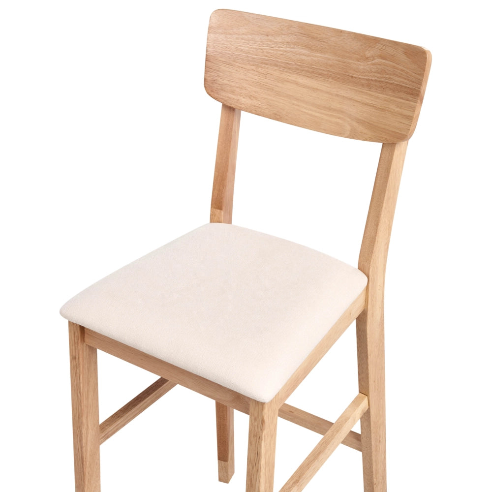 Set di 2 sedie da bar Marrone chiaro e beige chiaro Seduta imbottita in legno di gomma e poliestere