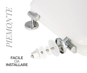 Copriwater Universale 37x43,6 cm in MDF Cerniere in Metallo Cromato Piemonte Bianco Lucido