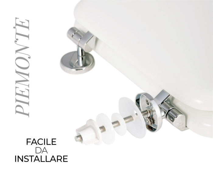 Copriwater Universale 37x43,6 cm in MDF Cerniere in Metallo Cromato Piemonte Bianco Lucido