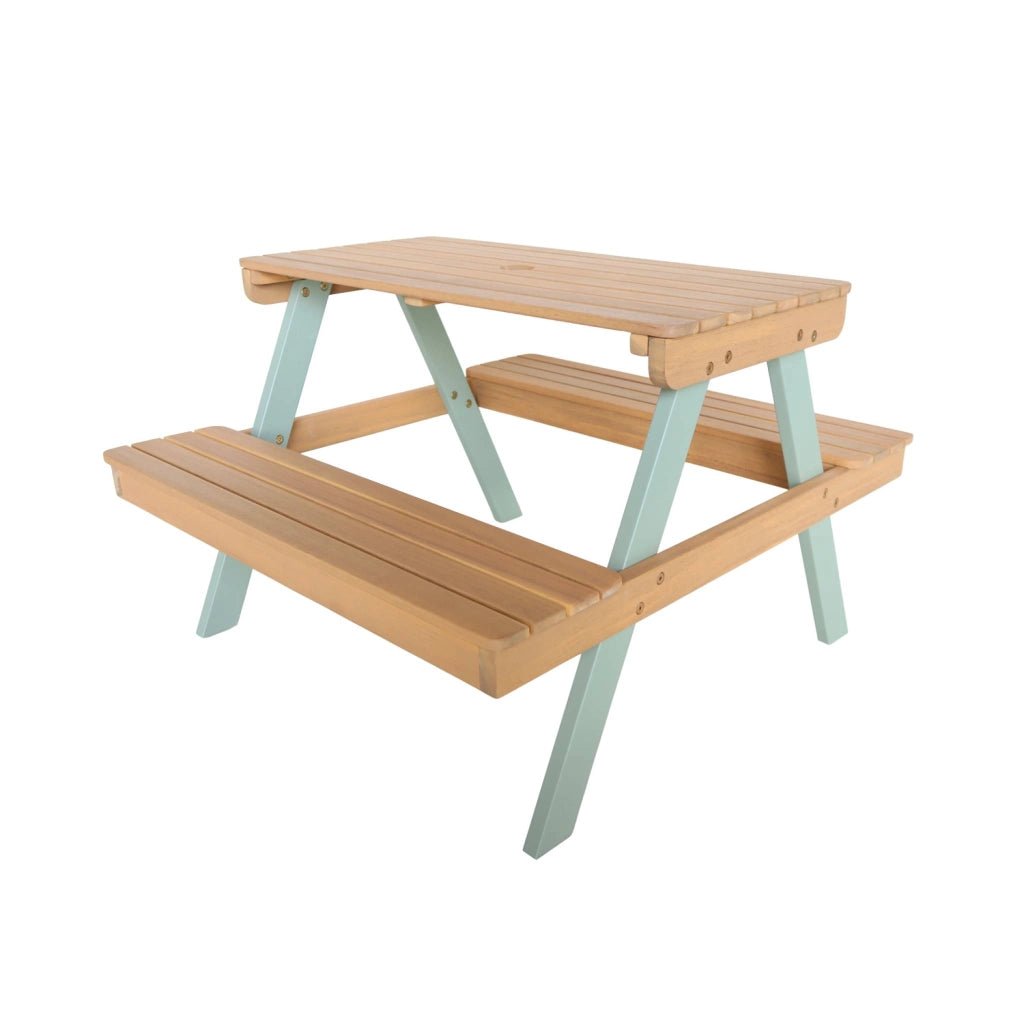 Tavolo da picnic in legno per bambini, 2 posti a sedere, verde grigio