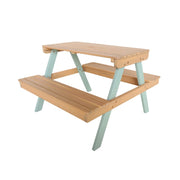 Tavolo da picnic in legno per bambini, 2 posti a sedere, verde grigio