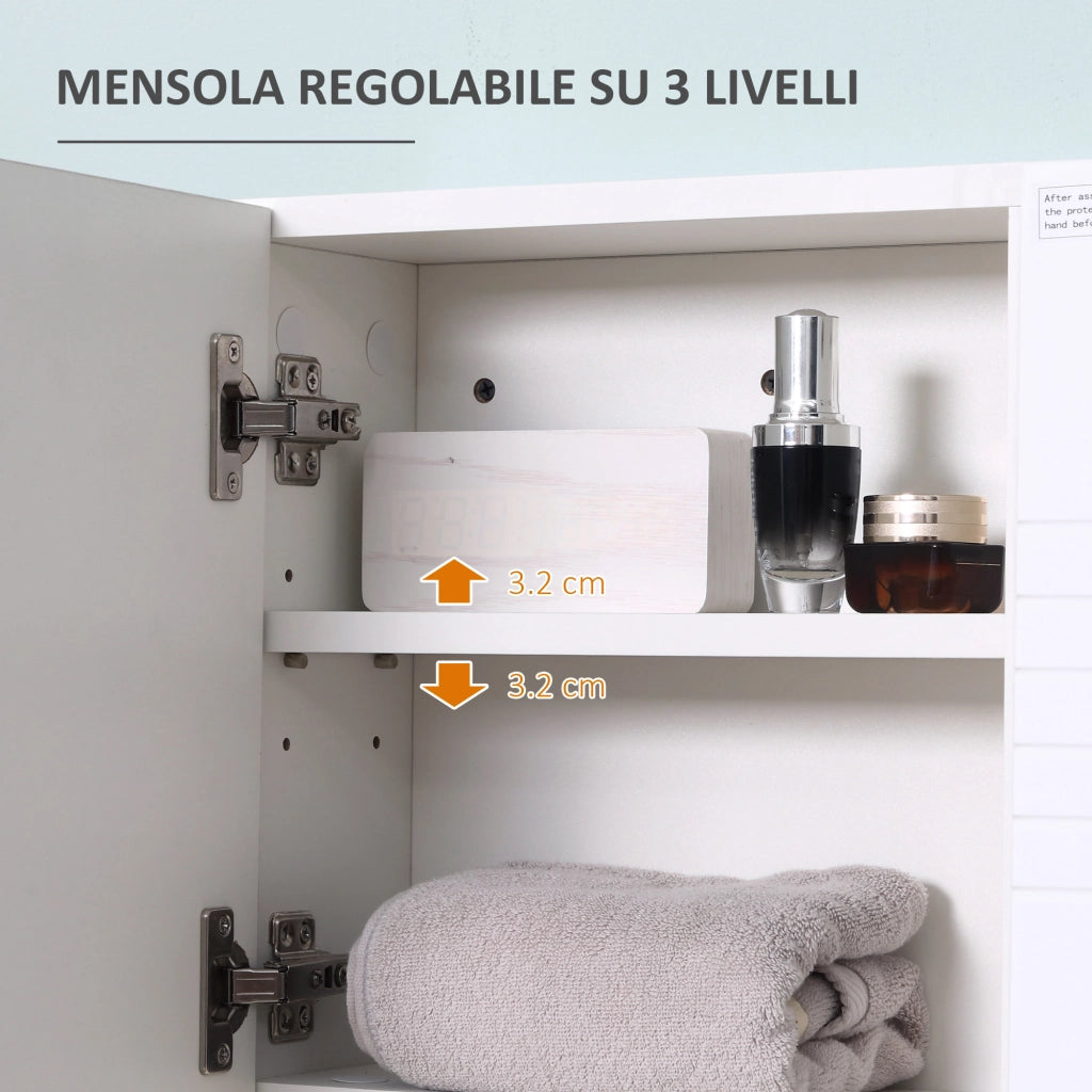 Armadietto Bagno con Specchio e Contenitore ¨C Zephmum ¨C 54x15x55 Bianco