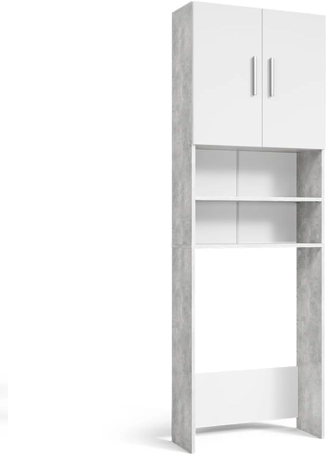 Mobile lavatrice, Calcestruzzo, 64 x 190 cm, adatto per la conservazione di detersivo e accessori