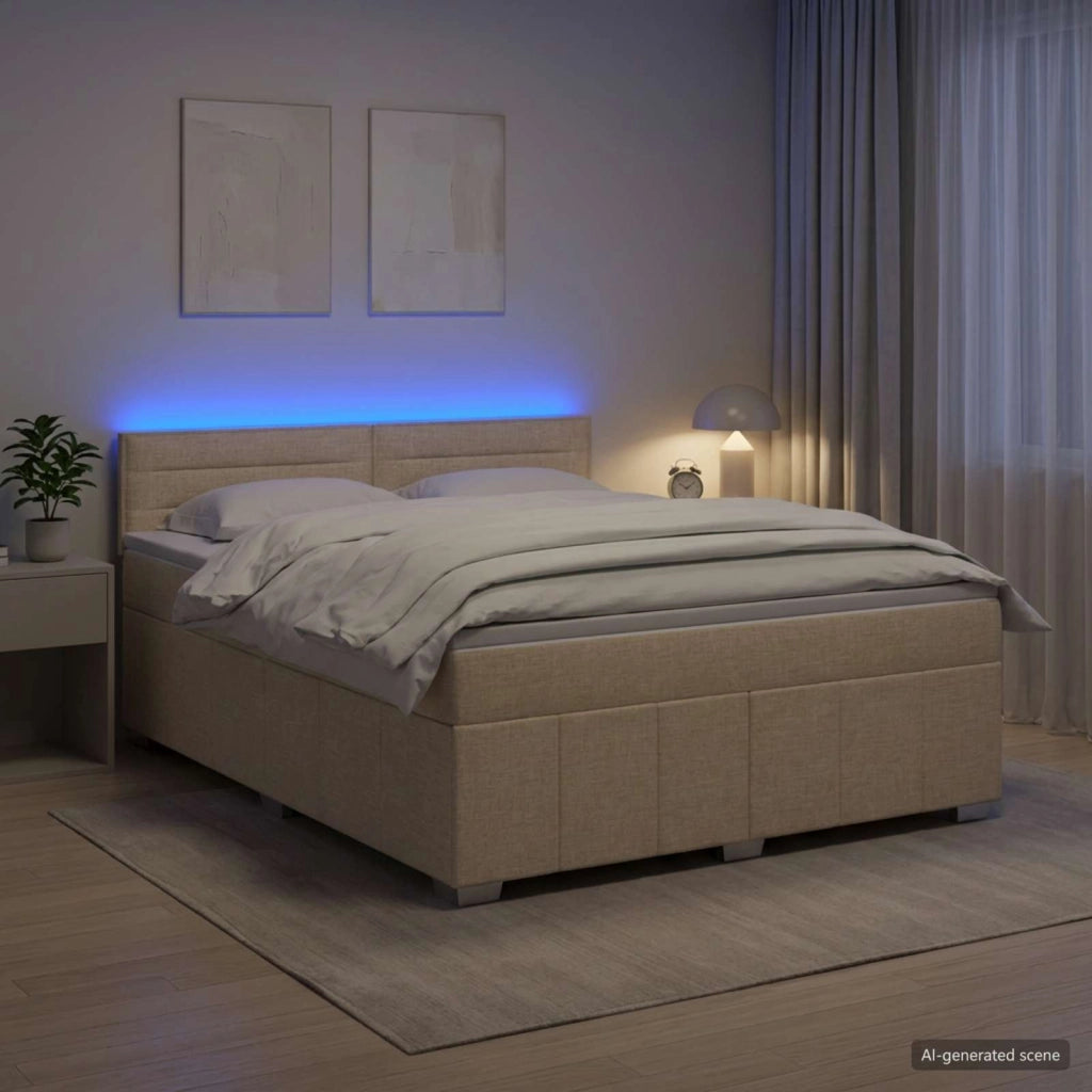 Letto box spring con materasso Crema 140 x 190 cm Tessuto 3452668