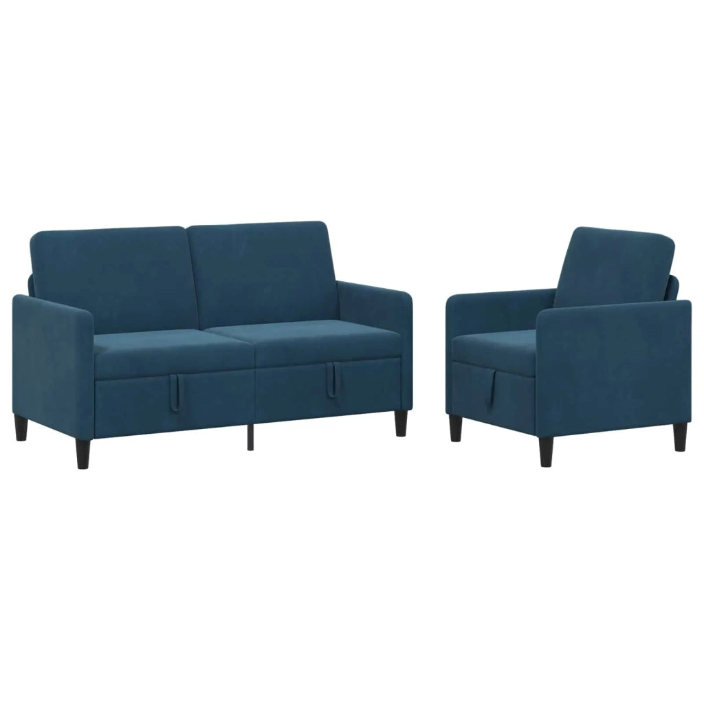 Set di Divani con Storage 2 pz Blu Poliestere 3429199
