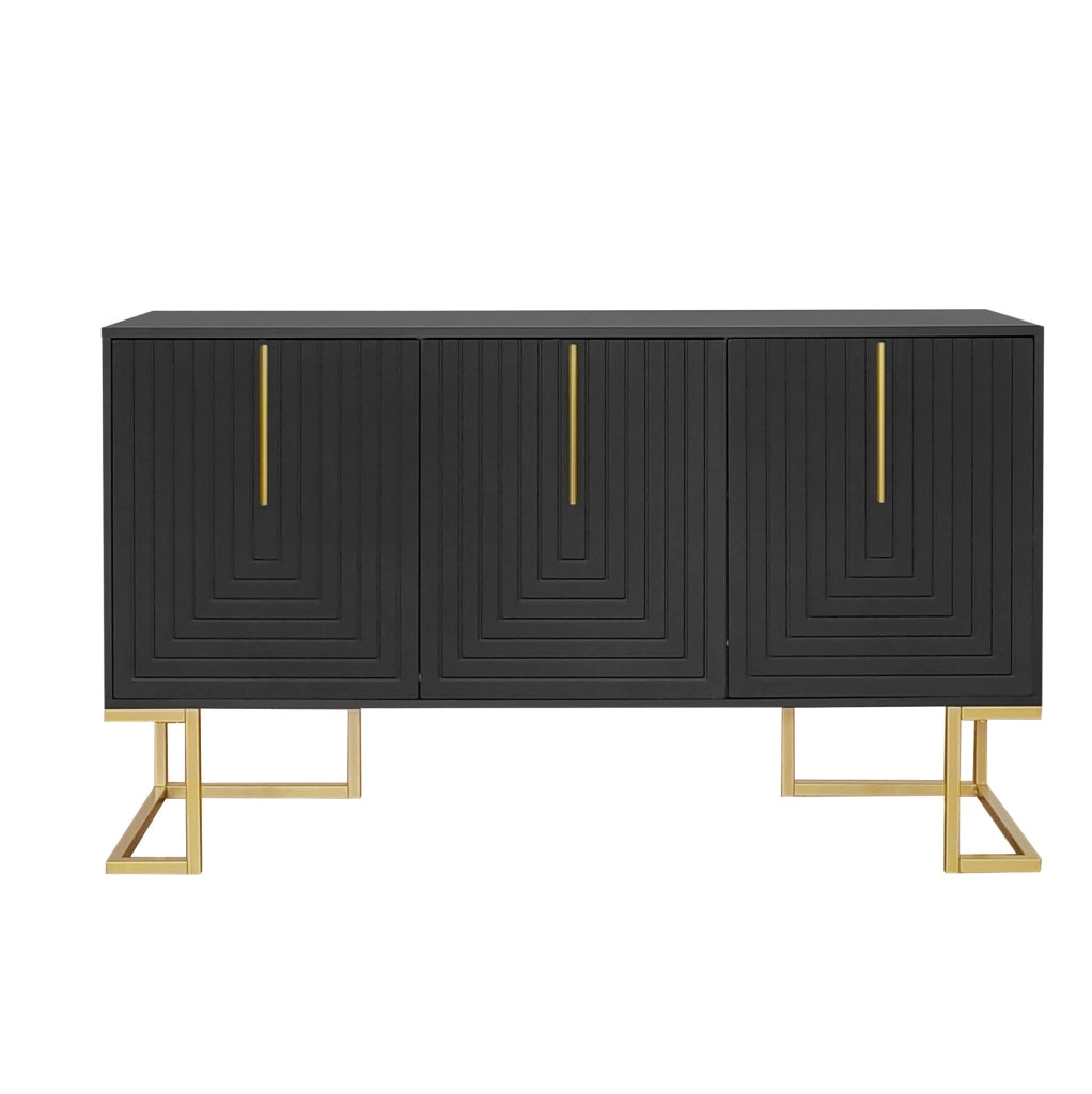 Credenza 3 ante con ripiani regolabili; MDF e pannello truciolare nero