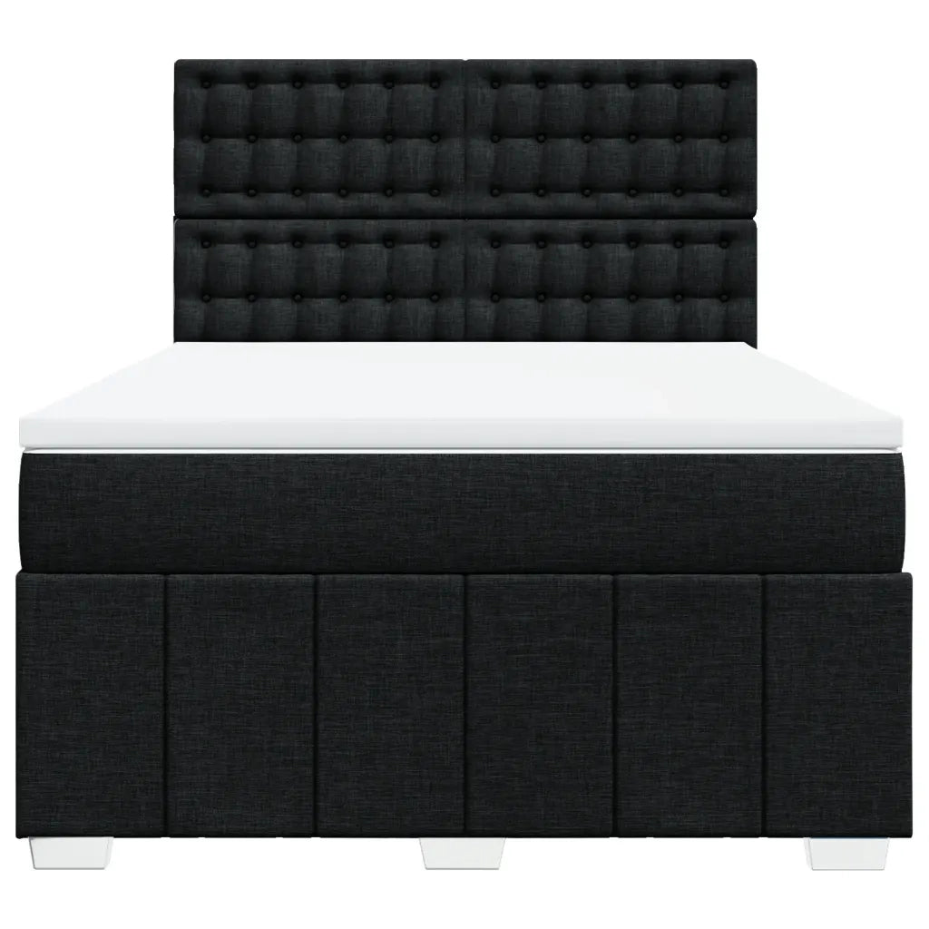 Giroletto a Molle con Materasso Nero 140x190 cm in Tessuto