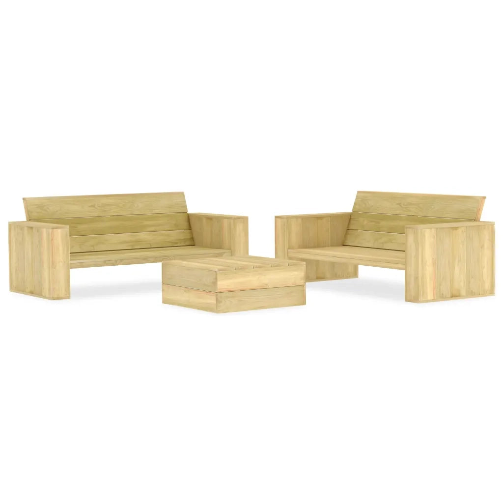 Set Divani da Giardino 3 pz in Legno di Pino Impregnato cod mxl 39384