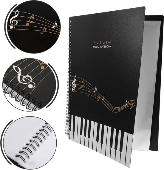 Map per A4 per la musica con tasche trasparente - Organizzatore documenti musicali - 30 pagine - Adatto per la conservazione di partiture musicali, documenti e album di foto