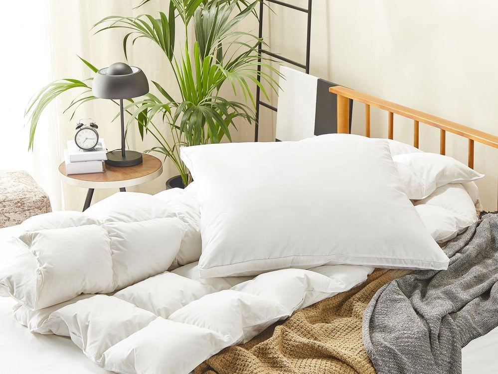 Cuscino da letto guanciale Cotone Bianco Piumino D'anatra e Piume 80 x 80 cm Medio Morbido