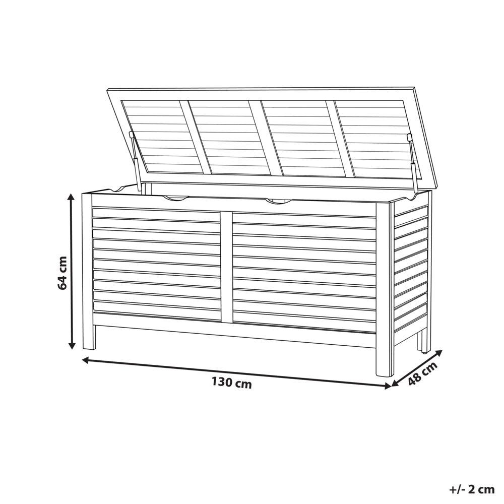 Cassa baule cesta da giardino in legno scuro di acacia 130 x 64 cm con coperchio per mobili da esterno