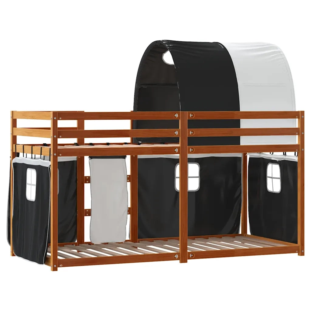 Letto a Castello senza Materasso Bianco e Nero 90x200cm in Pino