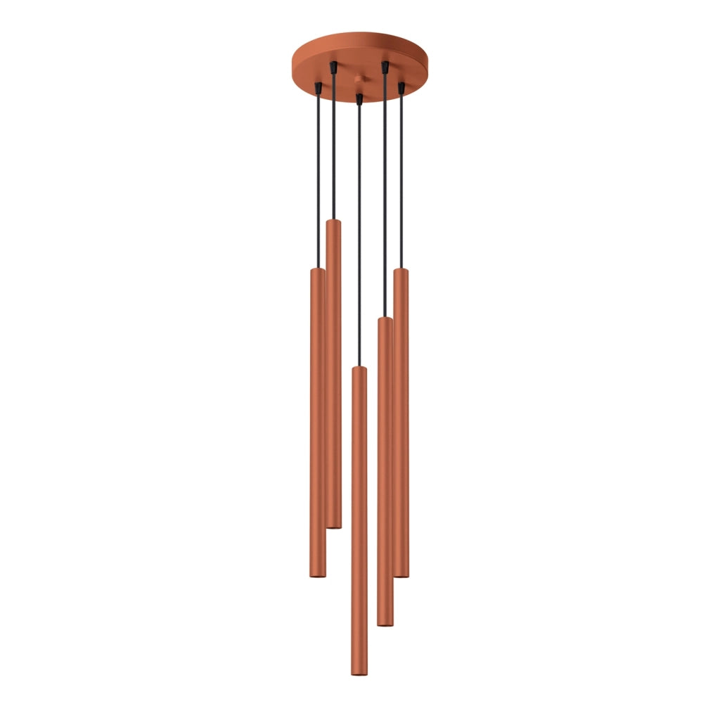 Lampada a sospensione moderna in acciaio rosso ocra a 5 lampadine Pastelo Ocean Green