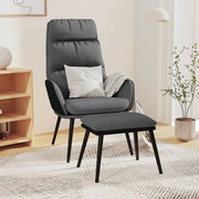 Divano Sedia-Poltrona Relax con Sgabello Grigio Chiaro Tessuto e Similpelle