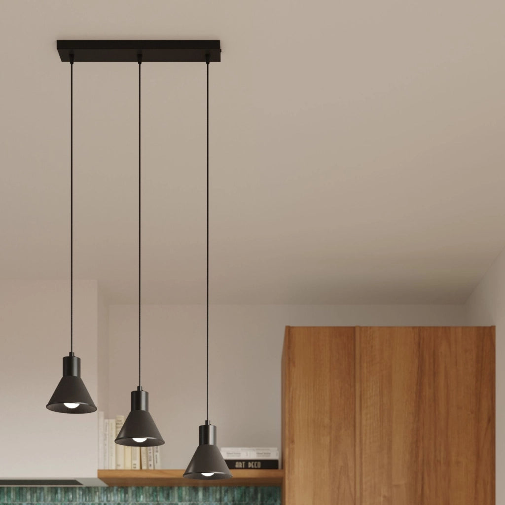 Lampadario MUSARO 3 luci nero E27 Pure Lume PU.0986