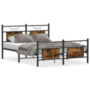 Letto matrimoniale | Letto per adulti | Giroletto senza Materasso Rovere Fumo 140x200 cm in Truciolato