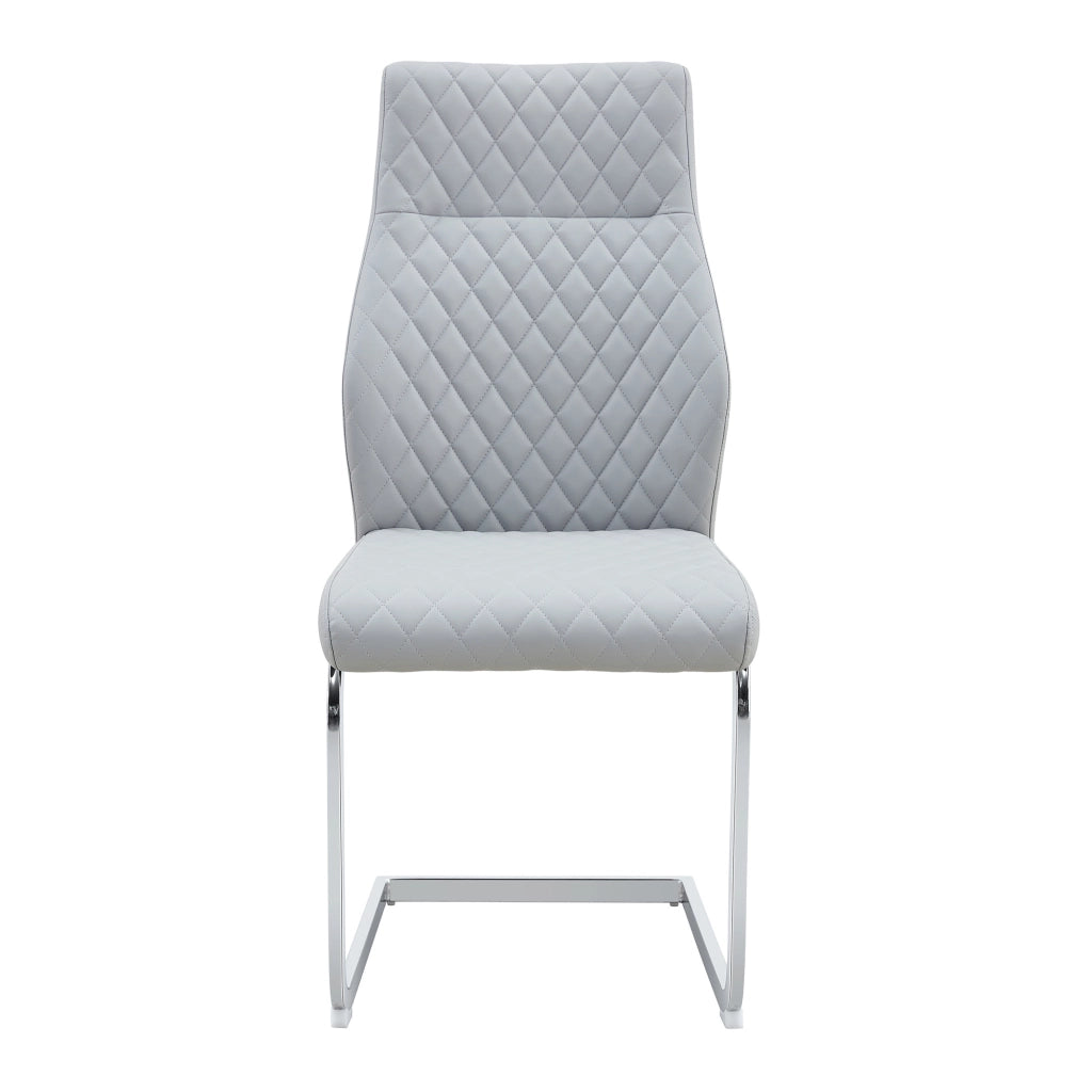 Sedia da sala da pranzo set da 2 con schienale alto e cuscino; in PU; grigio chiaro 71.5 × 46.5 × 46 cm