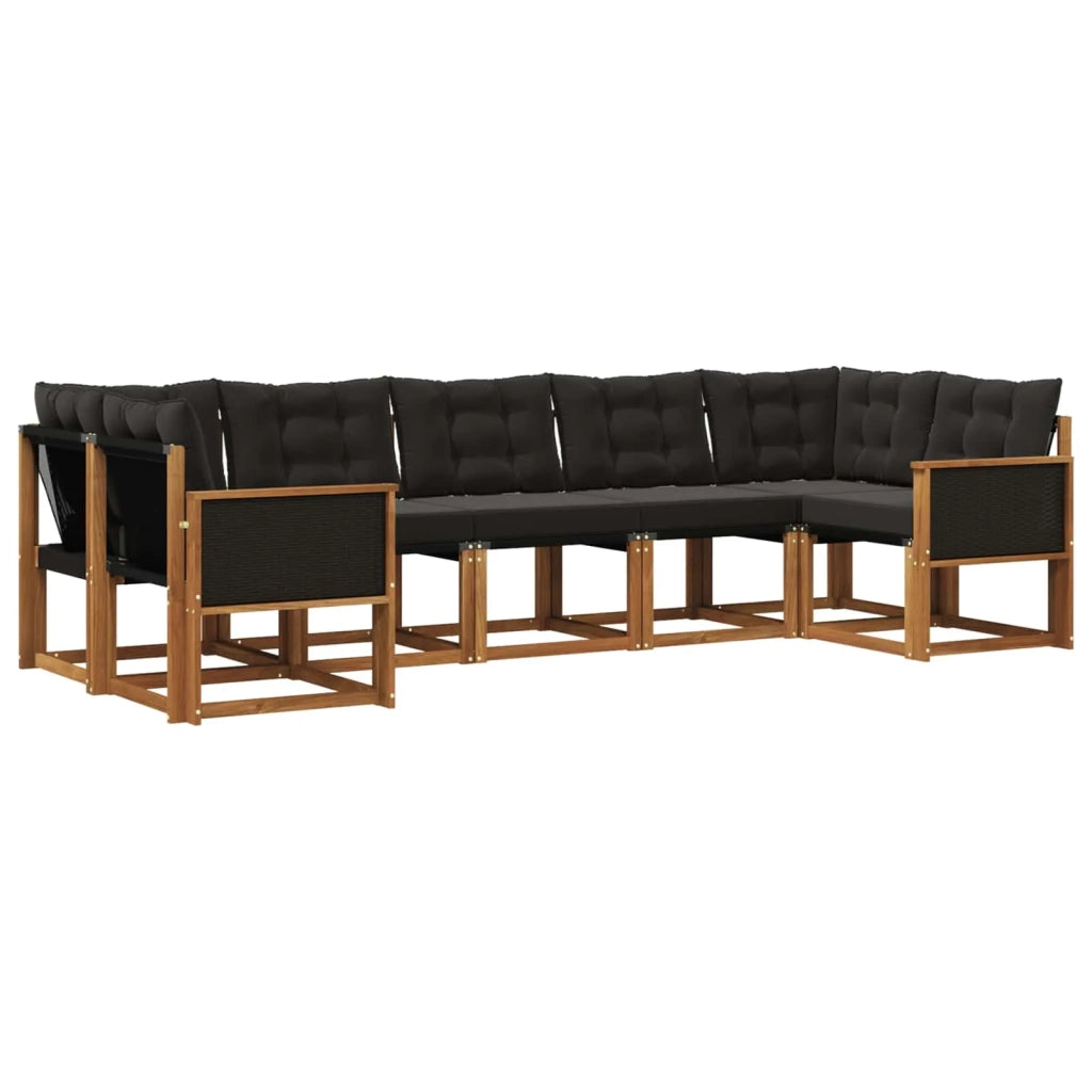 Set di divani da esterno 7 pz Naturale e Nero 3382184