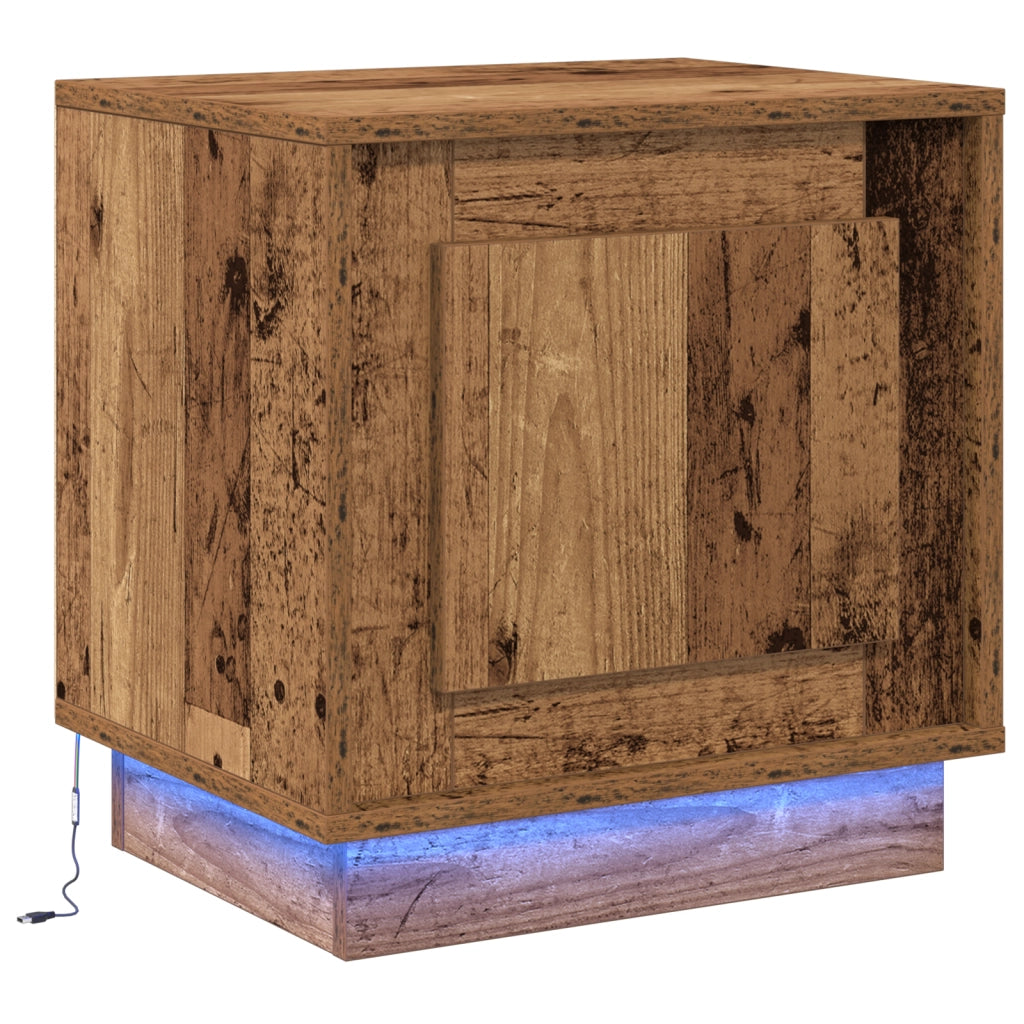 Comodini con Luci LED 2 pcs Legno Vecchio 44x34,5x45 cm