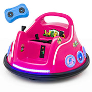 Autoscontro elettrico per bambini 12V-Macchinine giocattoli Macchina girevole a 360¡ã telecomando luci musica connessione wireless Rosa