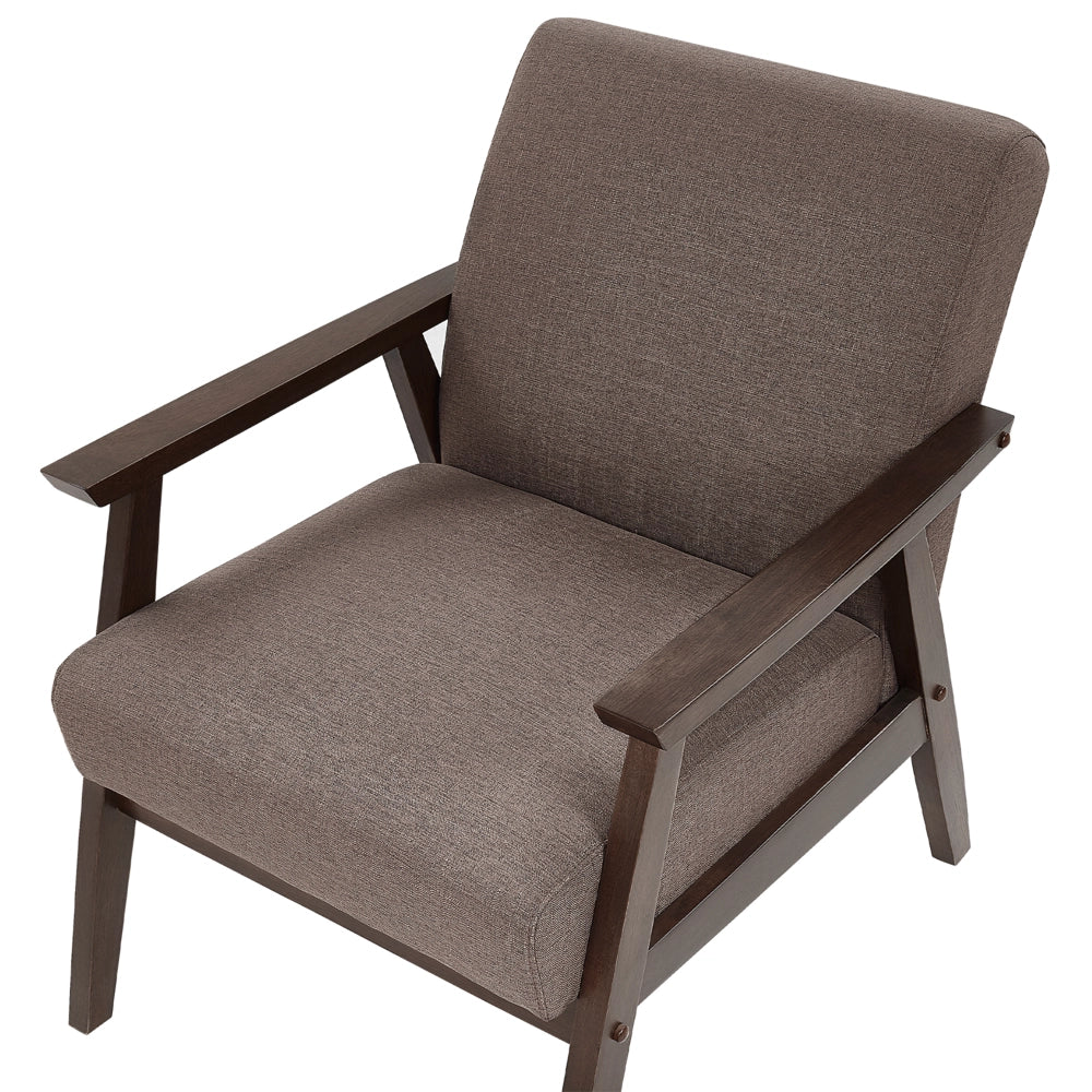 Poltrona Marrone Poliestere Tappezzeria Design Retrò Struttura In Legno Soggiorno