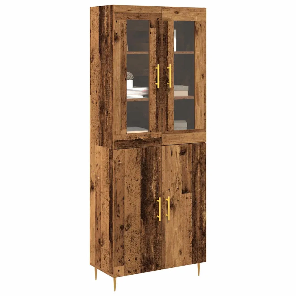 Credenza 2 pz-Set di 2 Buffet-Armadio da cucina Legno vecchio 69,5 x 34 x 180 cm 620634