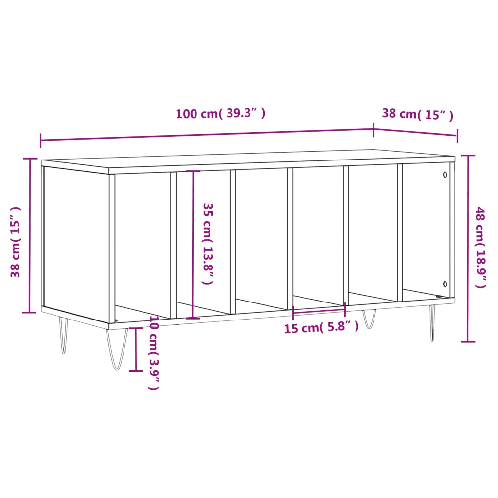 Mobile Porta Dischi Rovere Sonoma 100x38x48cm Legno Multistrato 831751