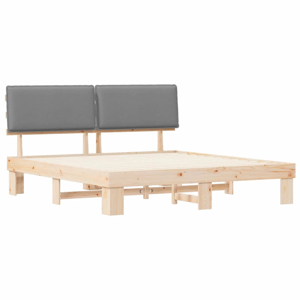 Letto con Testiera Rivestita Grigio chiaro 180 x 200 cm