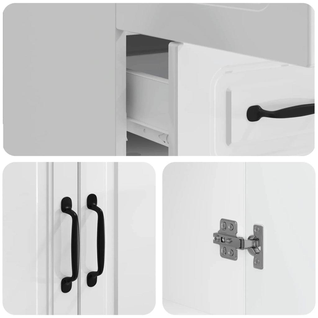 Credenza Bianco Lucido 66 x 34,5 x 92 cm Legno ingegnerizzato