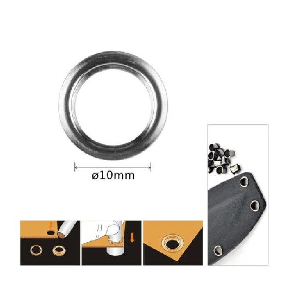 Trade Shop - Kit 50pz Occhiello Occhielli Metallici Foro ø10mm In Metallo Argento Pelle 90928 -