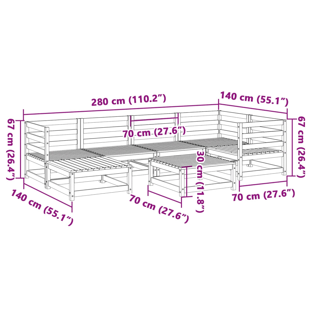 Set Divani da Giardino 7 pz in Legno Massello Abete Douglas 3299532