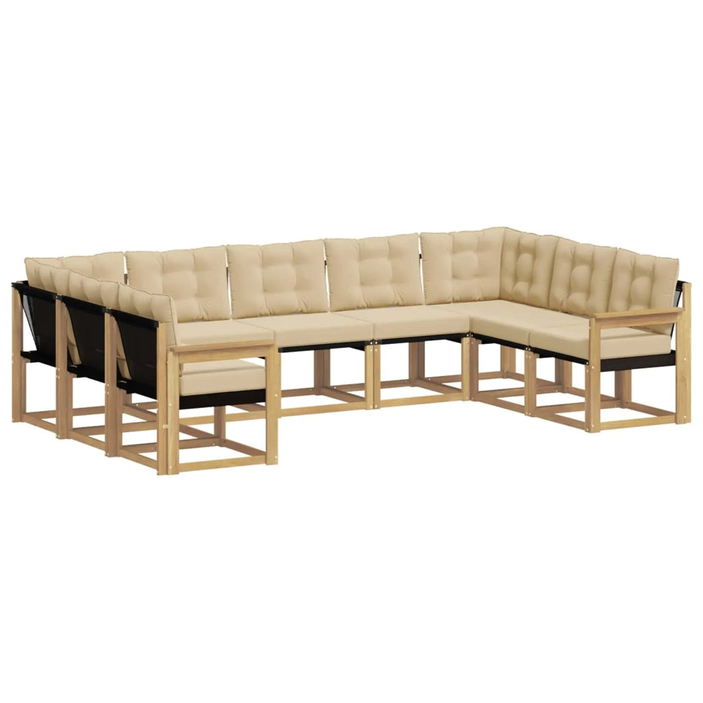 Set di divani da esterno con cuscino 9 pcs Bianco e Beige